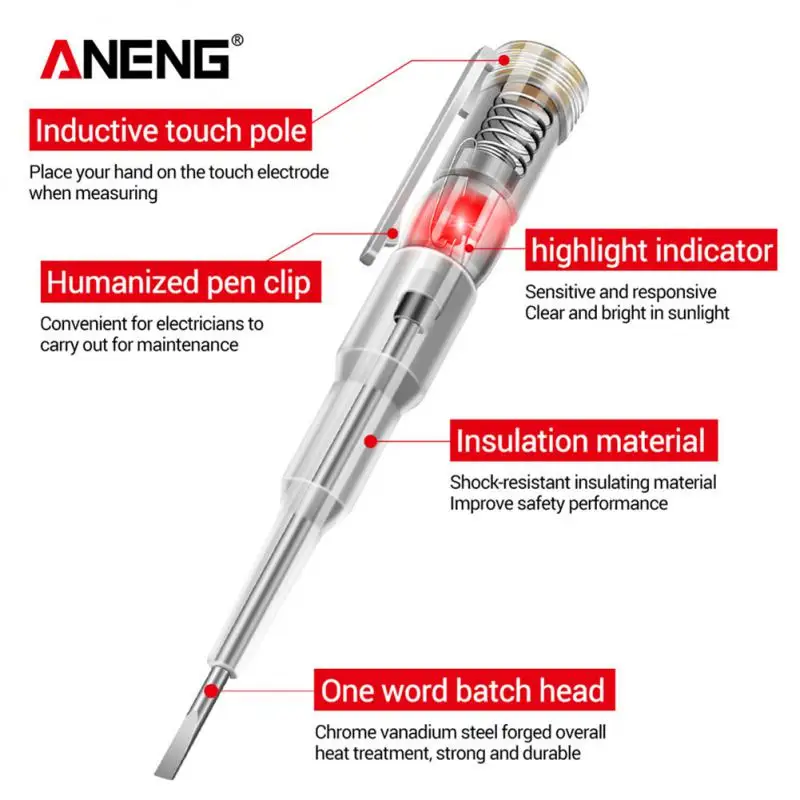 Screwdriver Probe Fully Insulated Portable Chrome Vanadium Steel Bit Screwdriver Tool Detector Anti-fall Test Pencil