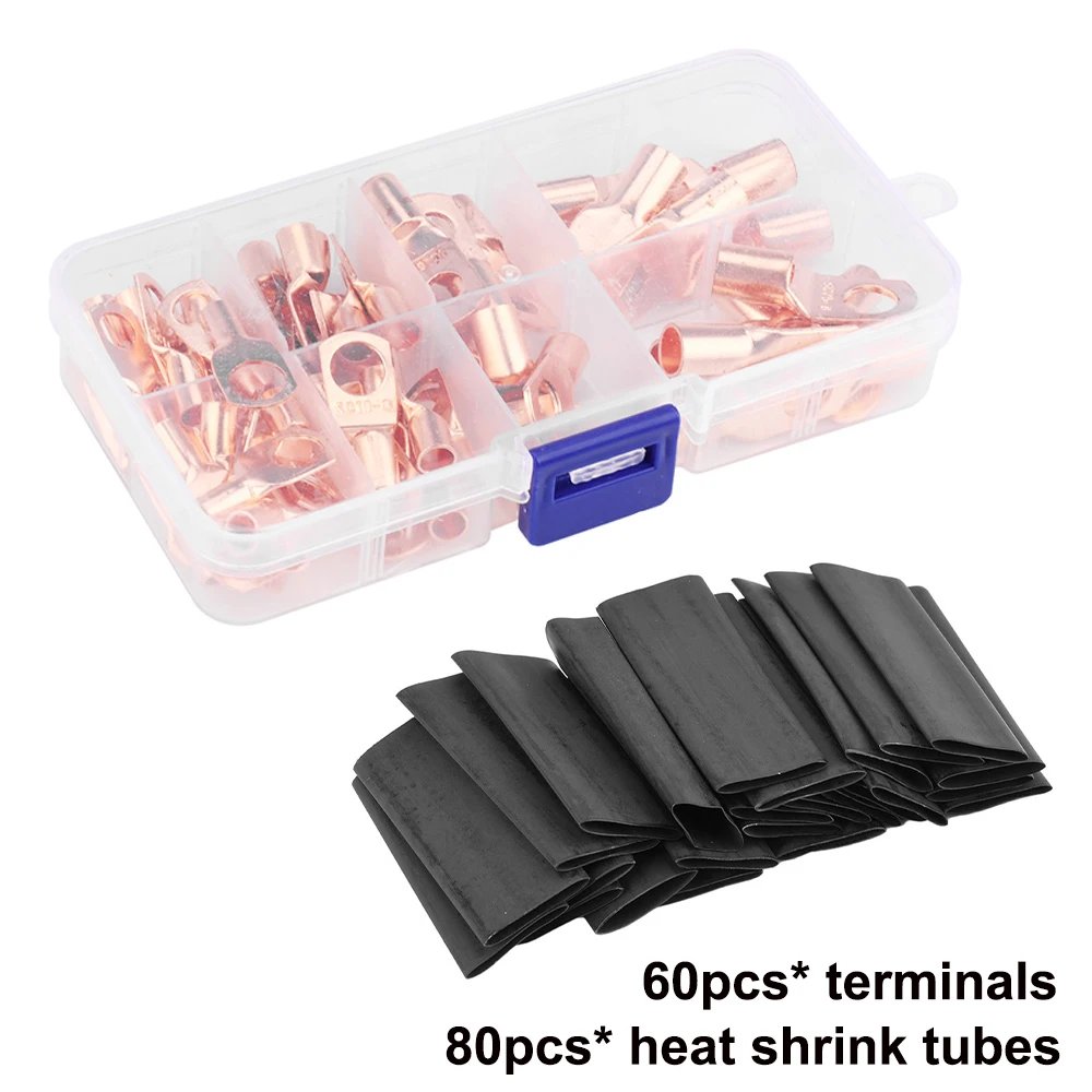 30/140PCS Ring Terminal Cable Shoes Lugs 200pcs Solder Seal Wire Connectors Cable Clamp Block Connector Terminals Lugs Wire Kit