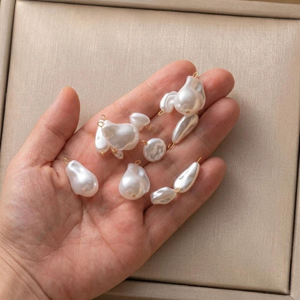 10pcs Stainless Steel Irregular Pearl Pendants with Loops Dangle Charm Craft for Earring Necklace Bracelet Jewelry Making DIY image 2