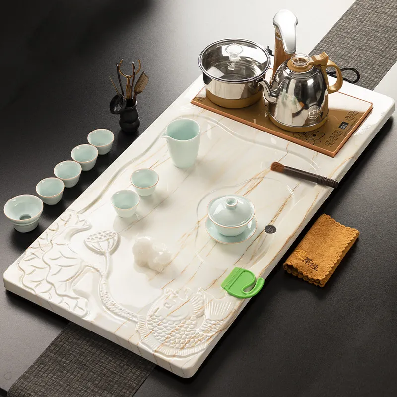 Marble Serving Tea Tray Trinket Office Decorative Desk Hospitality Ceremony Tea Tray Luxury Tableware Bandejas Home Decorationgs