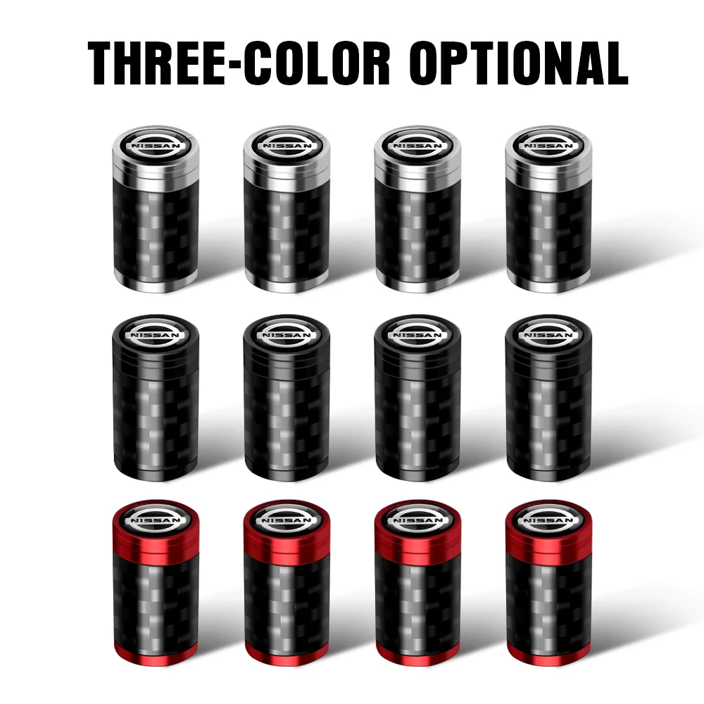 4pcs Carbon Fiber Car Wheel Tire Valve Caps Auto Accessories For Nissan Nismo Qashqai J11J10 Leaf XTrail March Tiida Kicks Juke