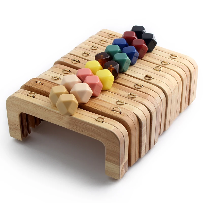 1PCS 19.6cm*8cm Dopamine Macaron Resin Head Wooden Wallet Handle Messenger Bag Knitted Bag Retro Bag Matching Lock Frame