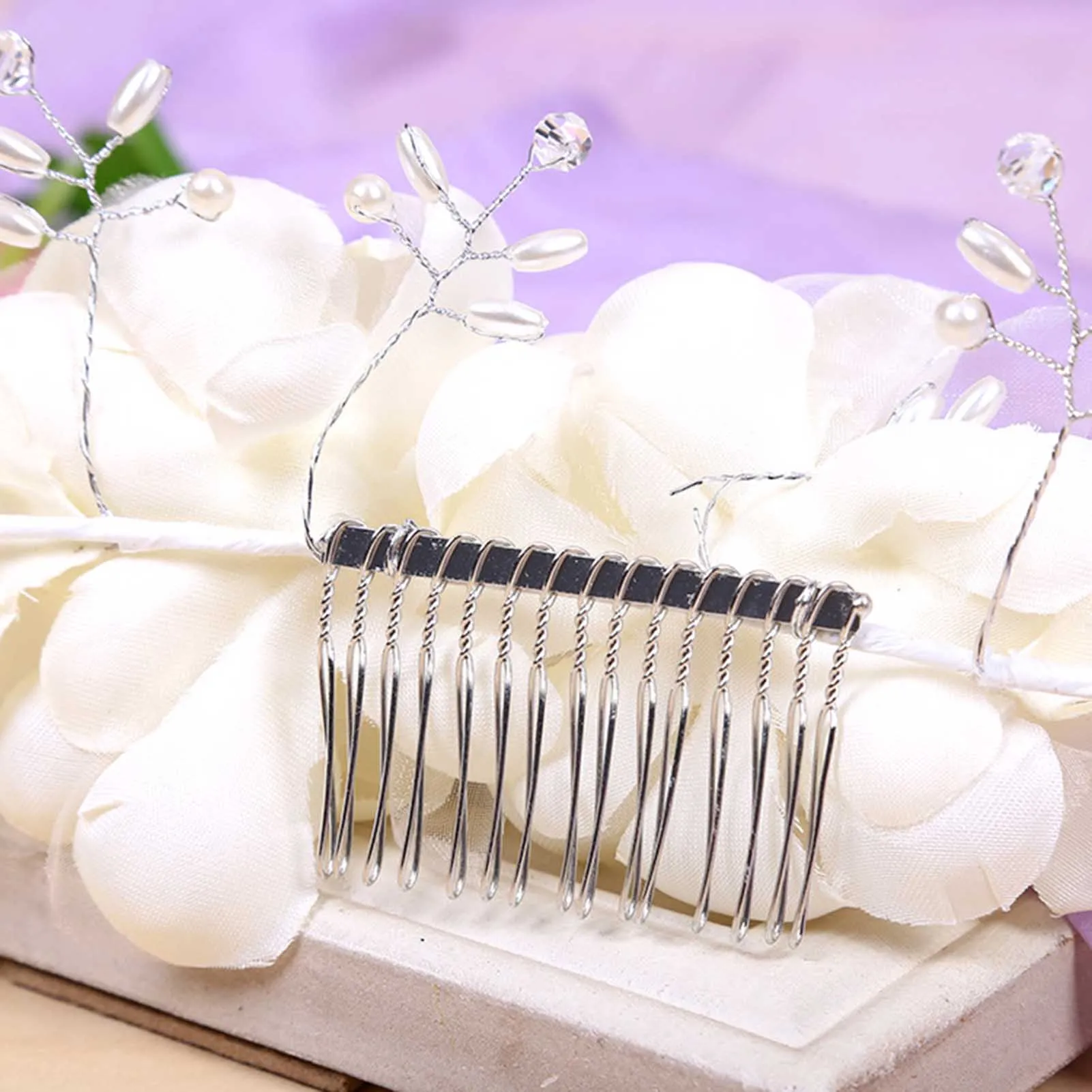 Bridal Rhinestone Flower Hair Comb Nonslip Headwear Sparkling Rhinestones Headdress For Birthday Stage Party Show Dress Up