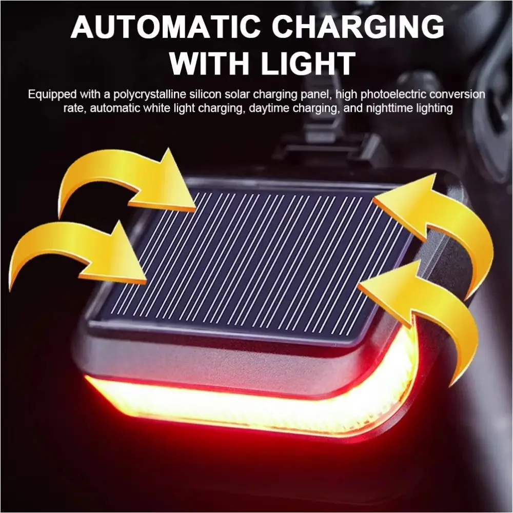 6 Gears Bike Solar Taillights Waterproof Multifunctional Charging LED Cycling Lamp Foldable Adjustable Solar Bicycle Rear Light