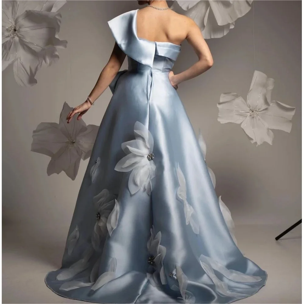 Muloong One-shoulder Sweep Train Women Elegant And Pretty Luxury Prom Dress