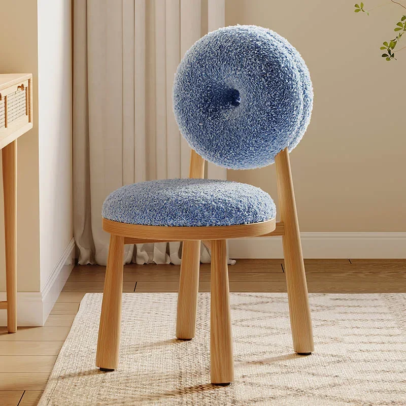 Nordic Dining Chairs Lamb Fleece Donuts Computer Chair Bedroom Backrest Dresser Chair High Elastic Sponge Modern Furniture