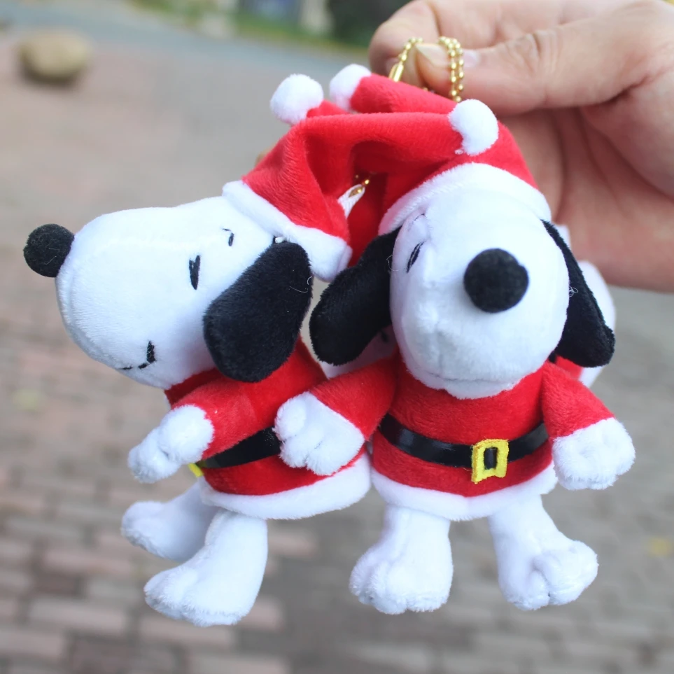 

12piece 10CM Father Christmas Christmas Snoopy Plush pendant toys snoopy Xmas Tree Hanging Snoopy TOYS Santa Claus plush toys