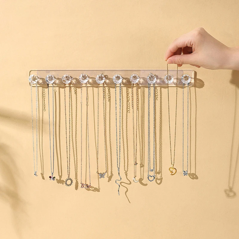 Rak penyimpanan perhiasan Multifungsi, rak penyimpanan kait pemasangan dinding cincin anting-anting kalung wanita, rak Tampilan kunci rantai kunci, rak penyimpanan jam