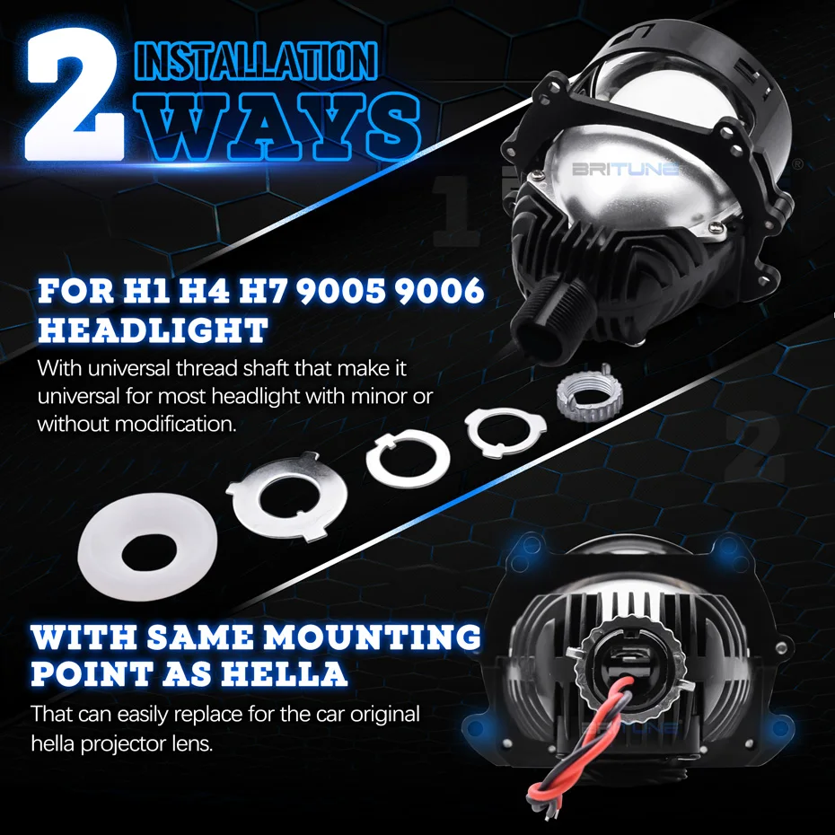 Auto Bi-LED Lens for Hella 3R G5 Projector 3 Inch LED Lenses Headlight H4 H7 H1 H11 9006 Upgrade Kit Car LED Lights Accessories