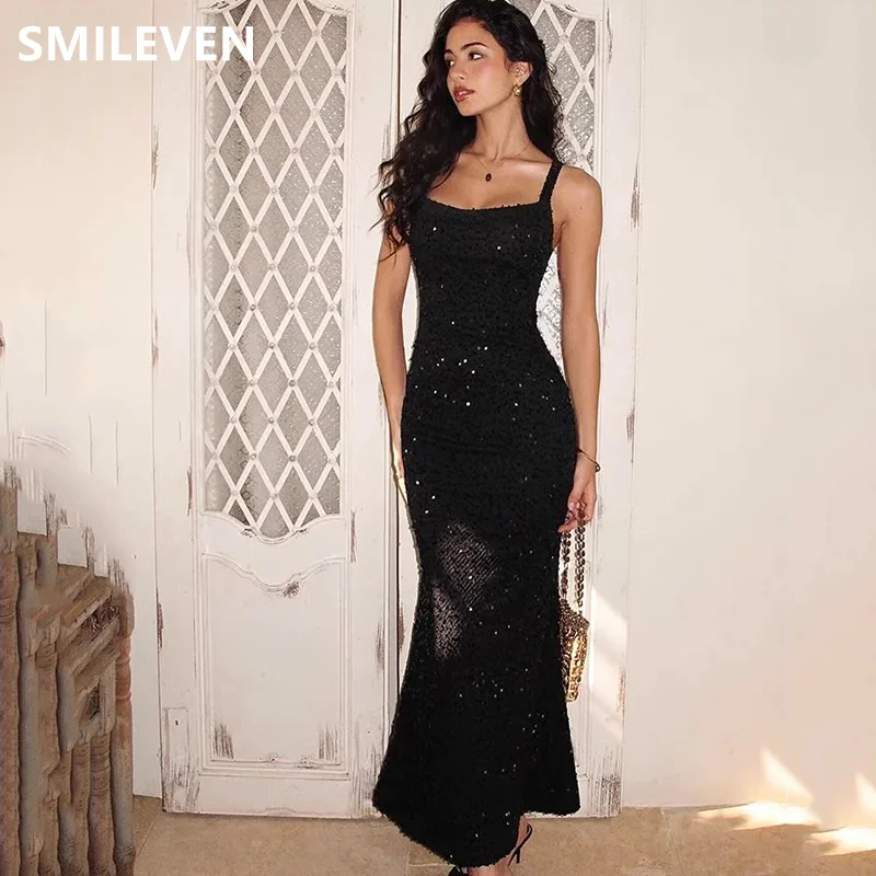 

Smileven Sexy Mermaid Glitter Shiny Pure Desire Prom Dress Appliques Tea-Length Party Evening Party Dress Gift Customized 2025