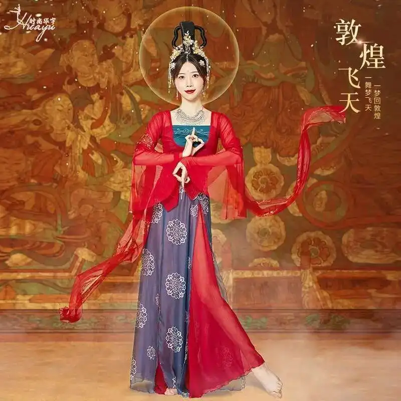 

Ancient Style Dance Costume, Flying Hanfu, Classical Dance, Elegant Fairy Atmosphere, Exotic Stage Performance Costume Set,
