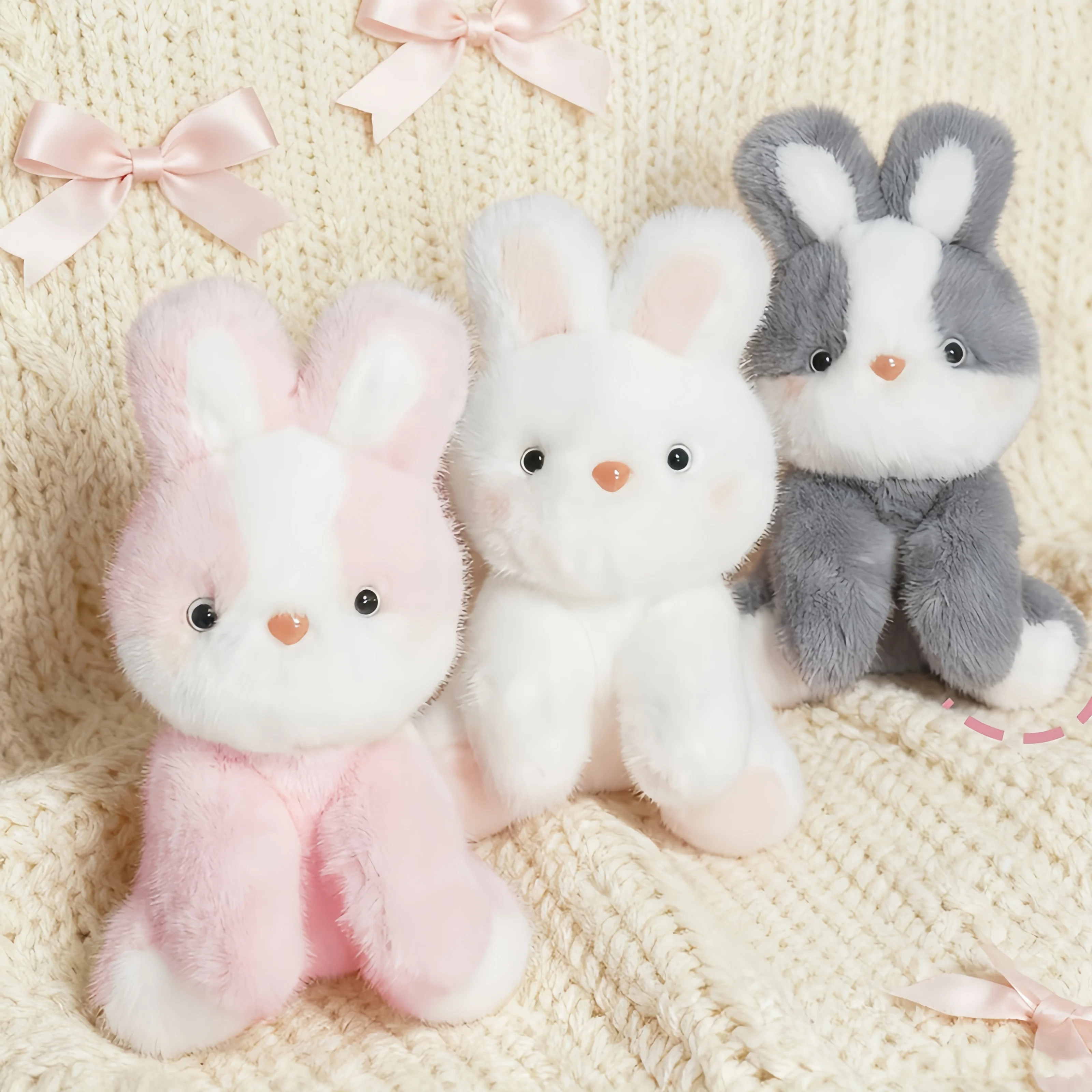 23cm Bunny Plush Toy Soft Fluffy Rabbit Stuffed Doll Plump Kawaii Bunny Plushies Cute Home Decor Toys Exquisite Birthday Gift
