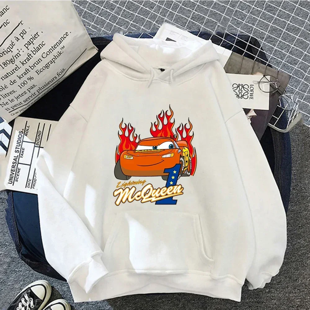 Cars Lightning McQueen Hoodies Women Vintage Jasmine Kawaii Hooded Pullover Clothes Cartoons Sweatshirt Harajuku Aesthetic Tops