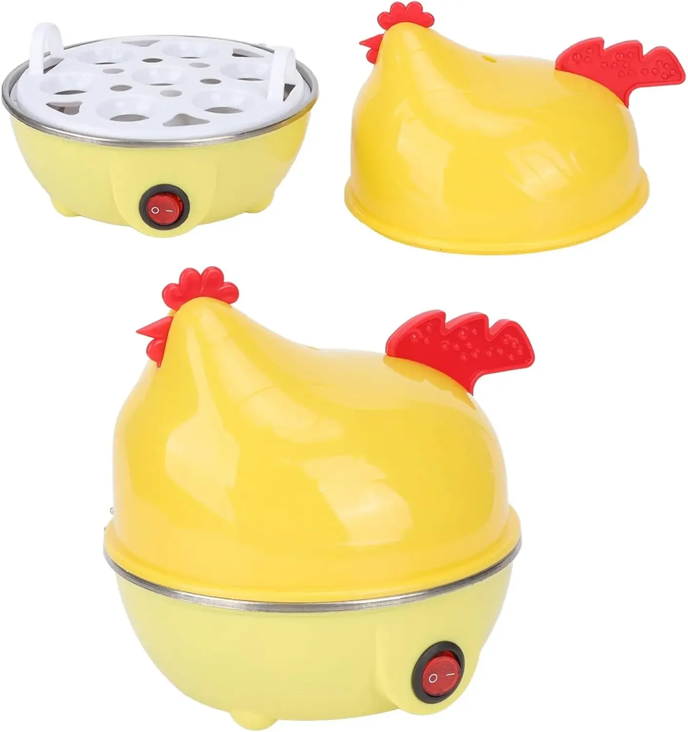 

Egg Cooker, 7 Egg Capacity Egg Cooker, Multifunction Chicken Shape Egg Boiler for Hard Boiled Eggs, Poached Eggs with Shut Of