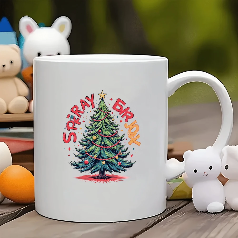 11オンスの漫画風クリスマスツリーマグカップ + お祭りモチーフのカップ、子供、家族、オフィスに最適なギフト、ホリデーシーズンに欠かせないアイテム