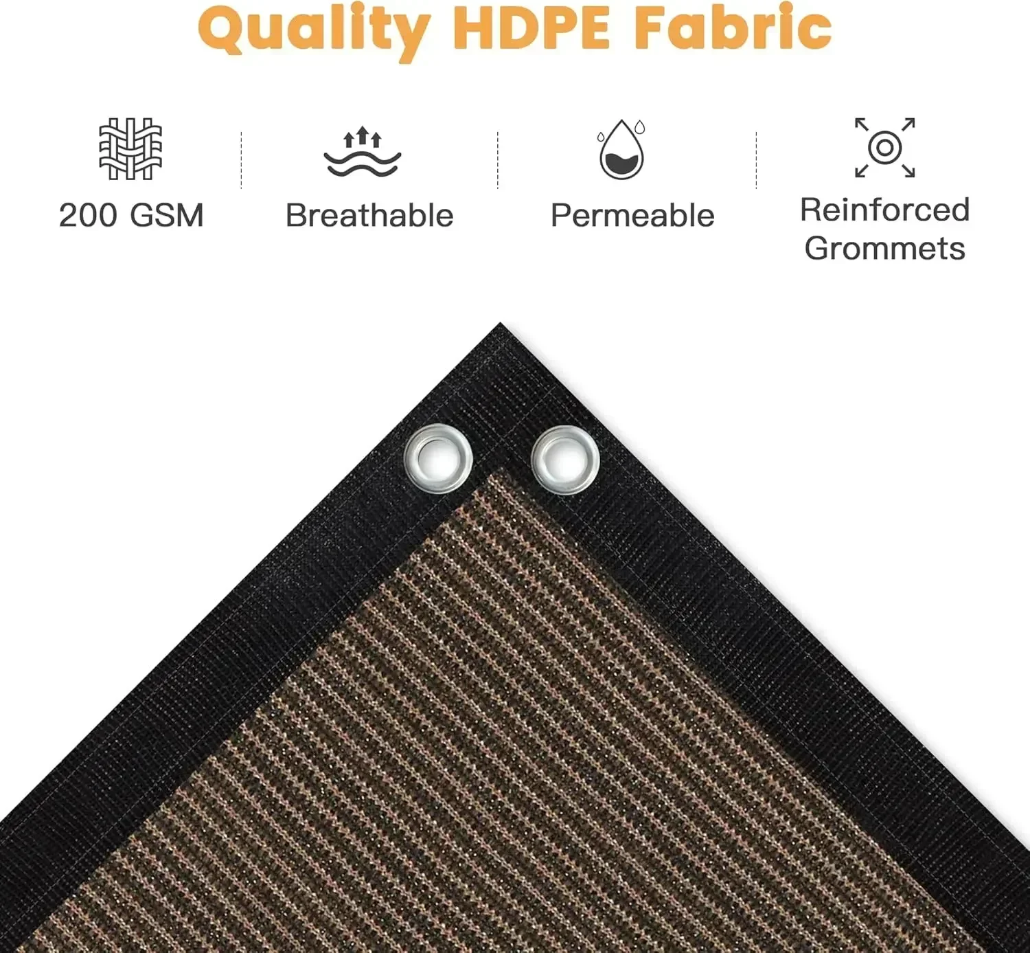 Shade Fabric Sun Shade Cloth Privacy Screen with Grommets for Patio Garden Pergola Cover Canopy 24x24 FT, Mocha
