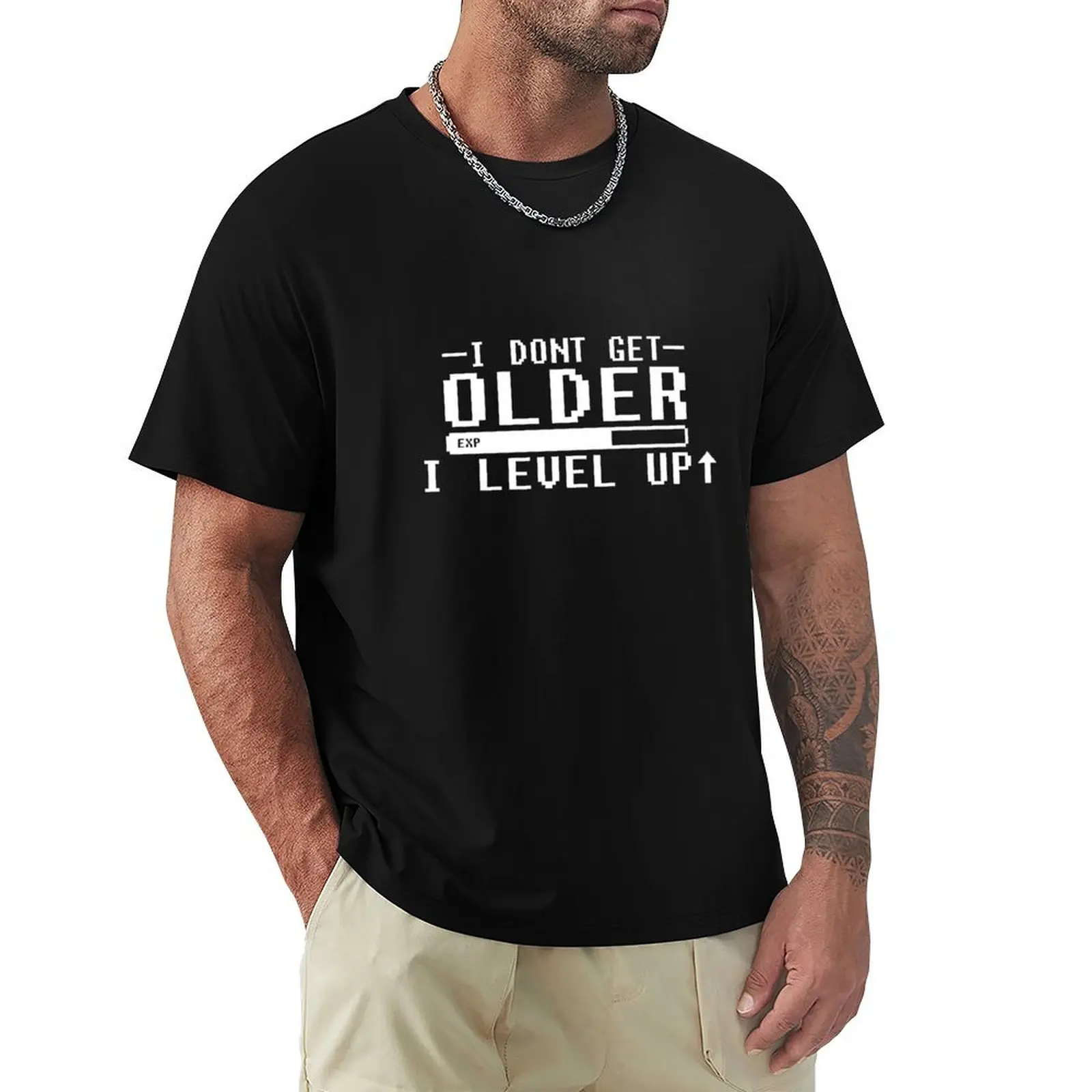 I DONT GET OLDER I LEVEL UP! GAMER GIFT IDEA T-shirt boys animal print plain mens clothing