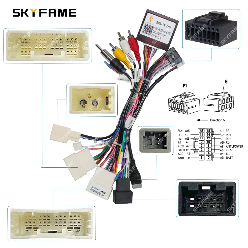 محول تسخير أسلاك SKYFAME للسيارة ، صندوق Canbus ، جهاز فك التشفير ، راديو أندرويد ، كابل طاقة لتويوتا كامري هيلوكس ، 16Pin