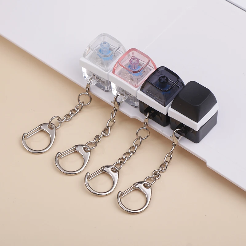 Mechanical Switch Keychain With LED Light Keyboard Key Chain Fidget Toy Keycap Stress Relief Novelty Toys Fidget Button Keyring