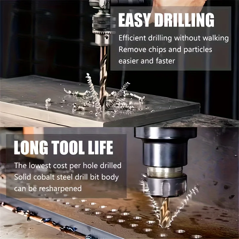 51-teiliges Mikro-Kobalt-Bohrerset, Gerade Schaftbohrer aus HSS-Co für Kupfer, Gusseisen & Aluminium DIY-Bearbeitung mit Koffer – Detail 5