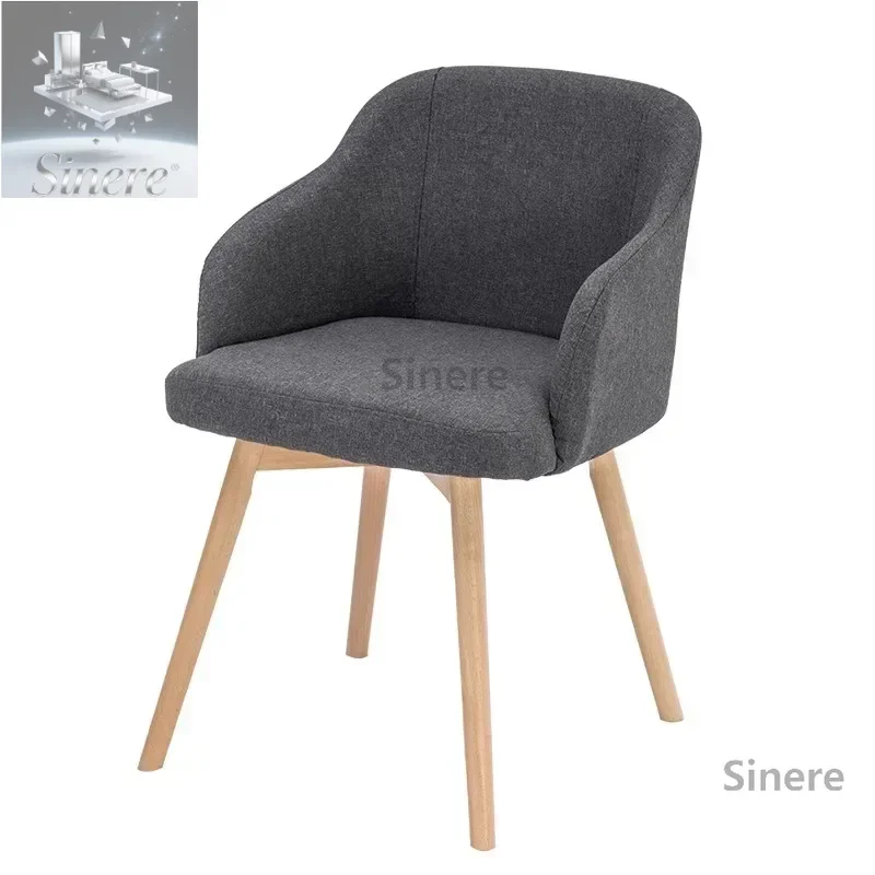 

Nordic fabric negotiation chair casual solid wood coffee restaurant computer stool home modern simple backrest dining chair