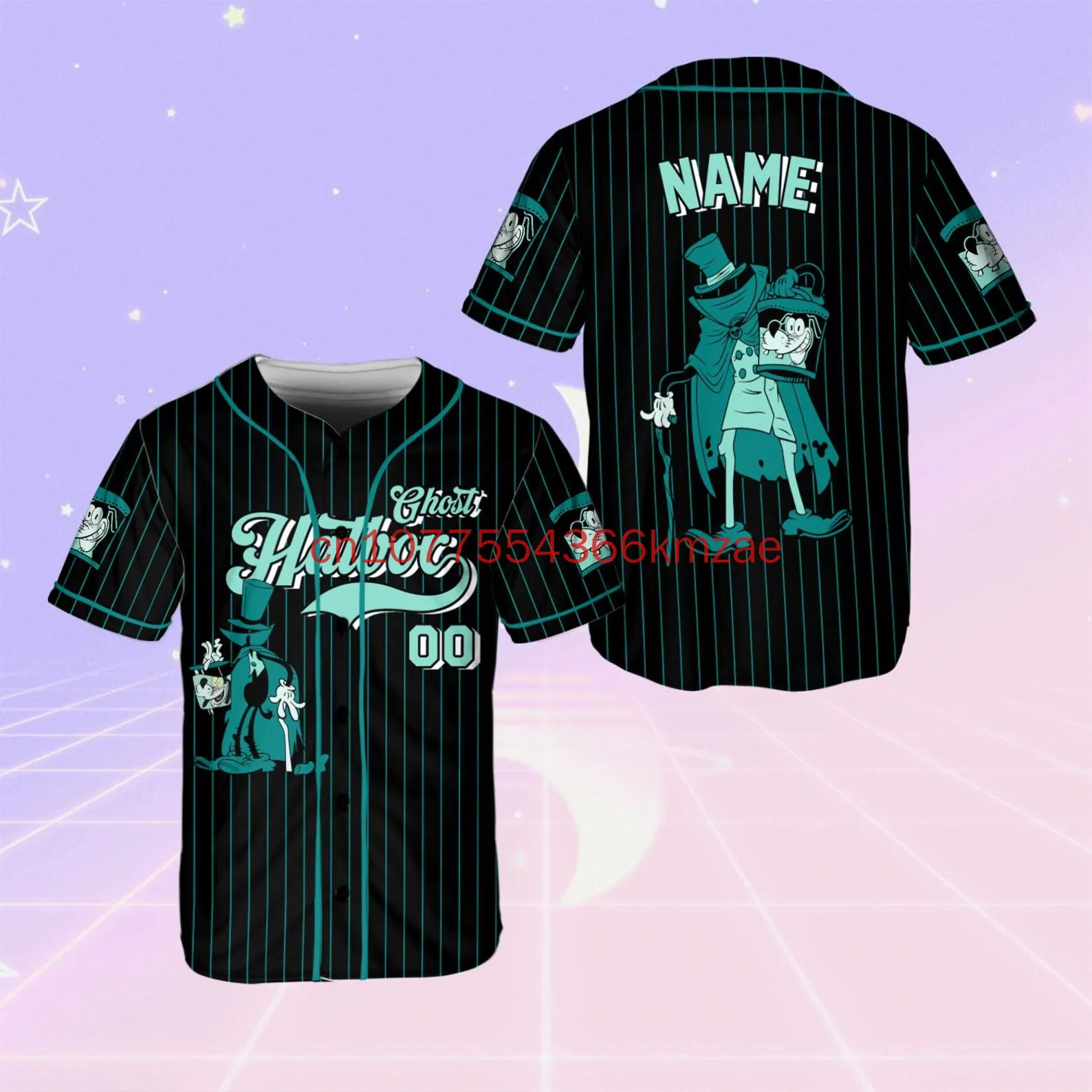 

Disney Halloween Haunted Mansion Baseball Jersey 3D Print Men's And Women's Street Fashion Y2K Baseball Shirt