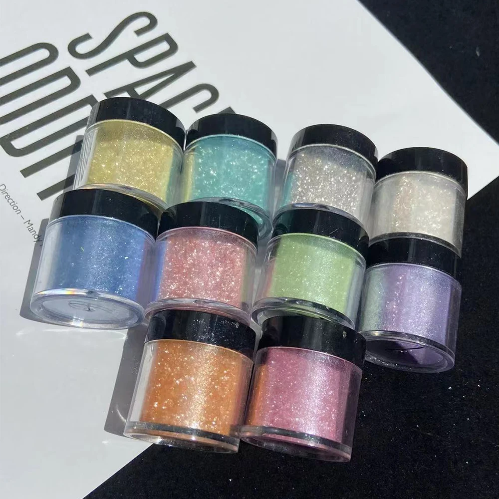 10 colori scintillanti polvere glitter per unghie arcobaleno cristallo diamante pigmento polvere olografica manicure fai da te unghie cromate decorazione artistica