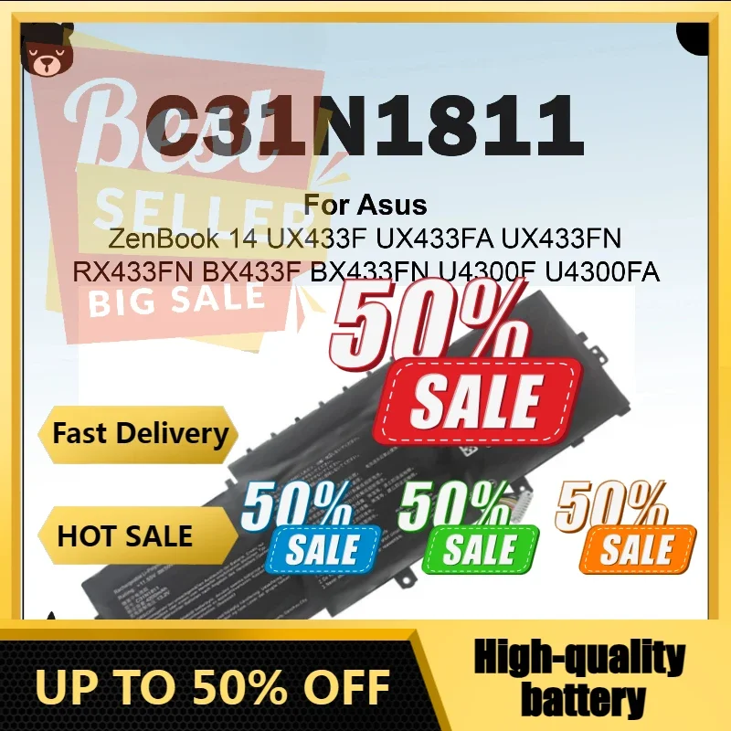 

【 Быстрая доставка】Новый аккумулятор C31N1811 емкостью 11,55 В 4323 мАч для Asus ZenBook 14 U4300F U4300FN U4300FA UX433FX/FA