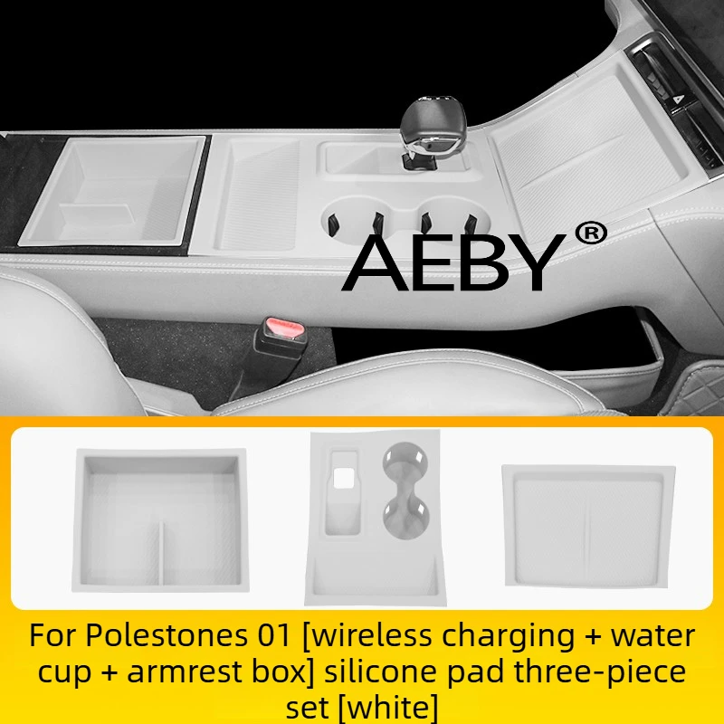 AEBY Podkładka ładująca 2w1 do Polestones 01 z uchwytem na kubek, antypoślizgowa silikonowa mata, akcesorium samochodowe, mata ładująca na deskę rozdzielczą