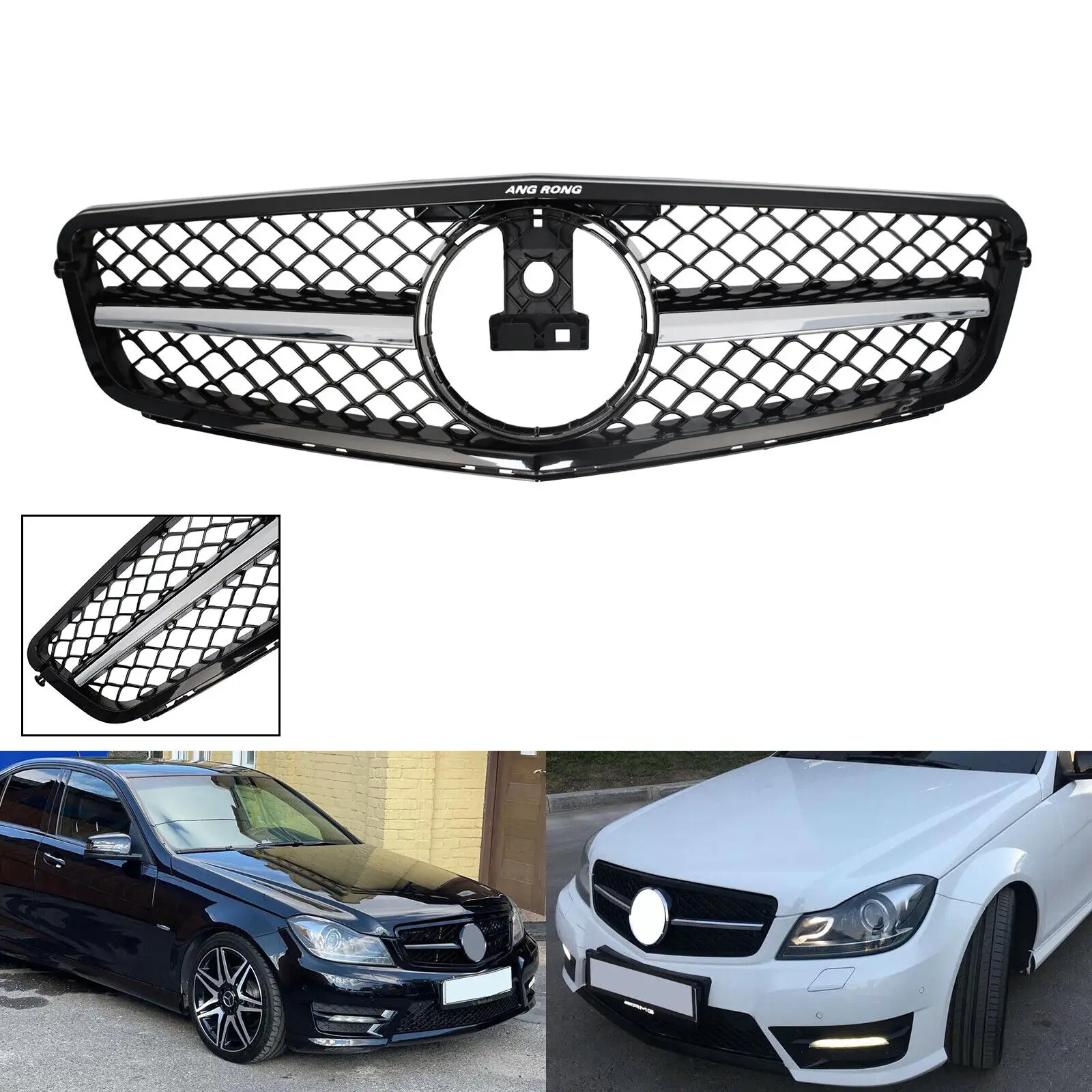 

Gloss Black AMG Style Front Radiator Grille For 07-14 Mercedes C-Class W204 C204