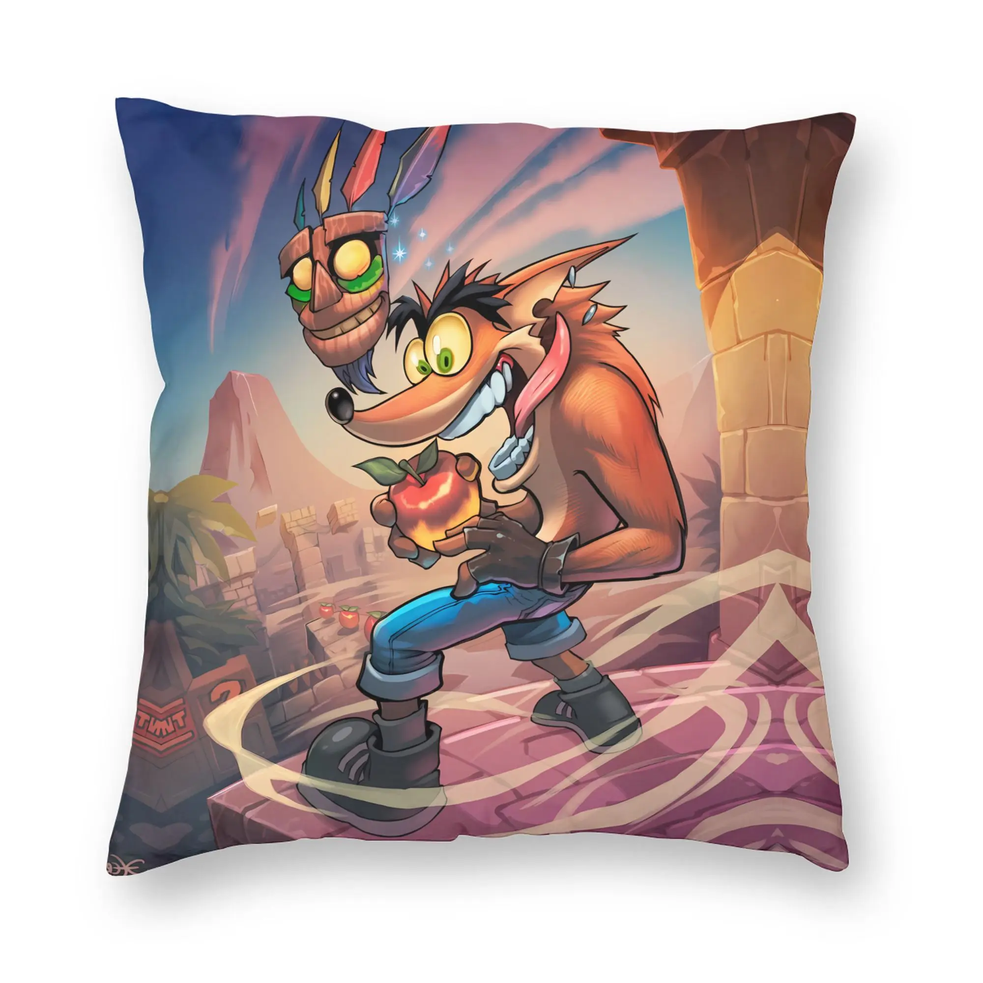 Crash Bandicoot Magic Land Pillowcases  Vintage Pillow Case For Living Room Bed Chair Square Pillow Cover