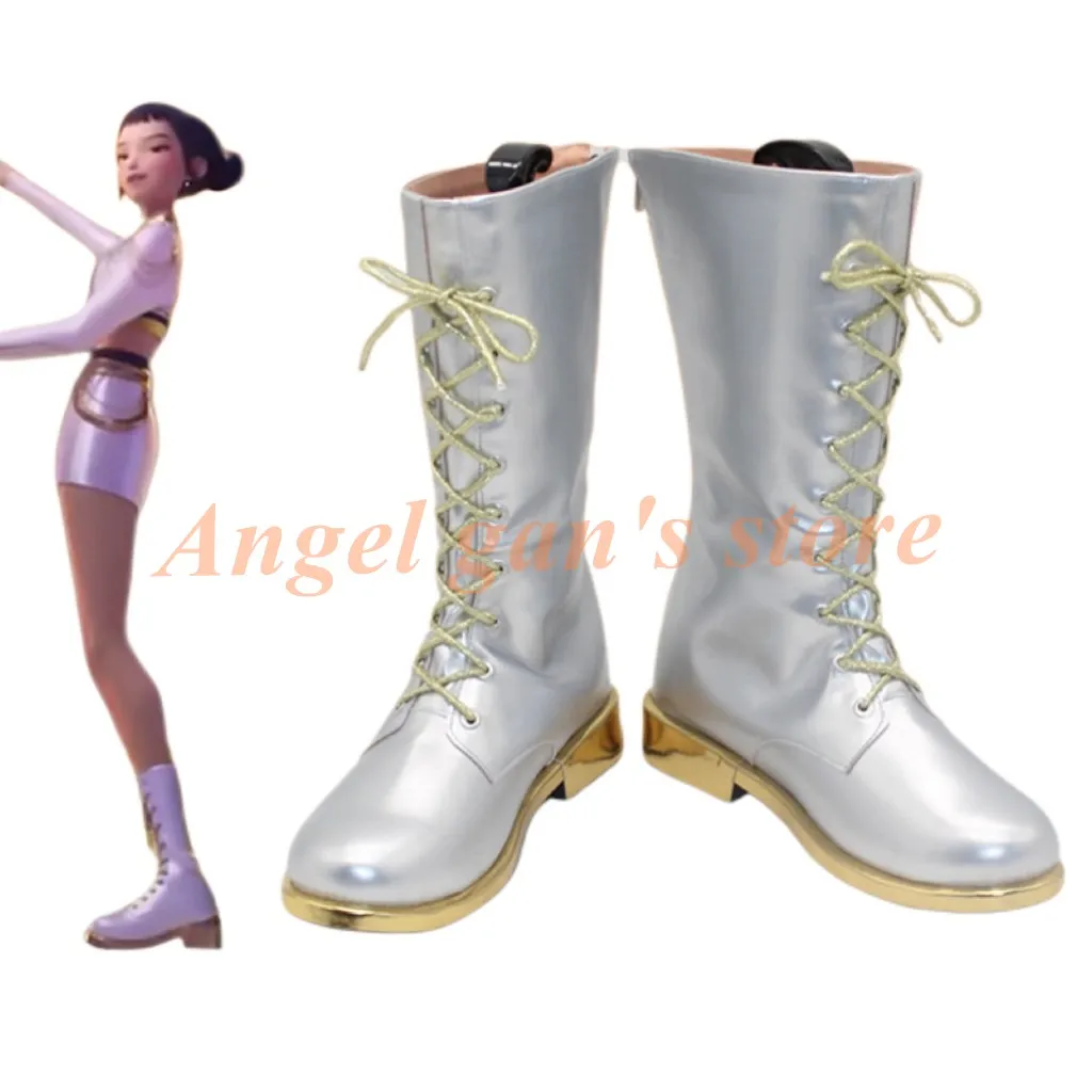 루미 미라 조이 코스프레 신발 소녀 K팝 악마 사냥꾼 신발 할로윈 카니발 부츠 블랙 골든 댄스 의상 신발