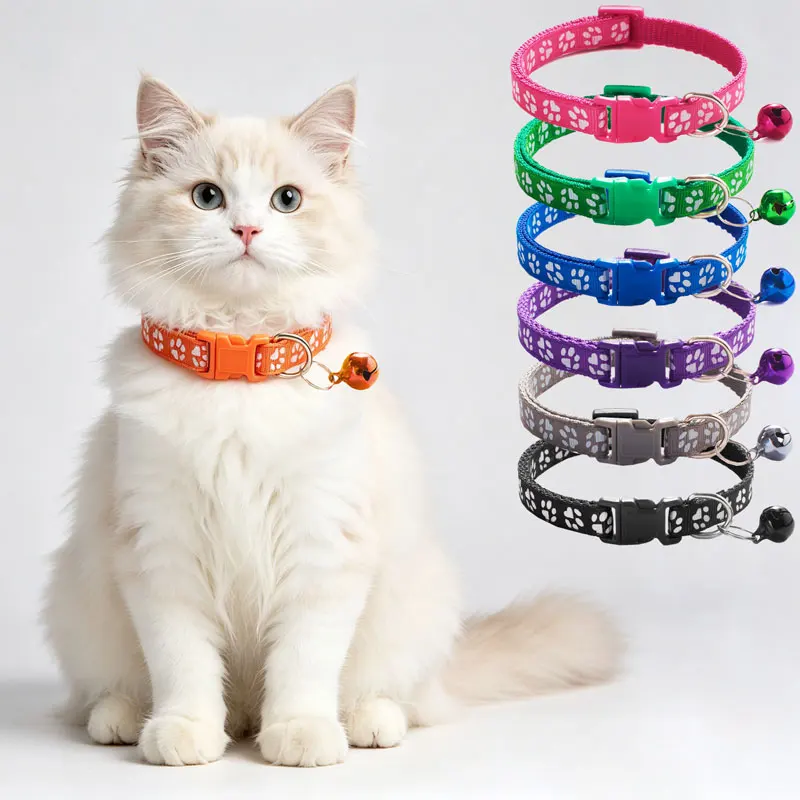 Pet Collar With Bell Adjustable Cat Collar Multi-color Safety Necklace Ring Cat Rope Collar Dog Cat Accessories Pet Supplies