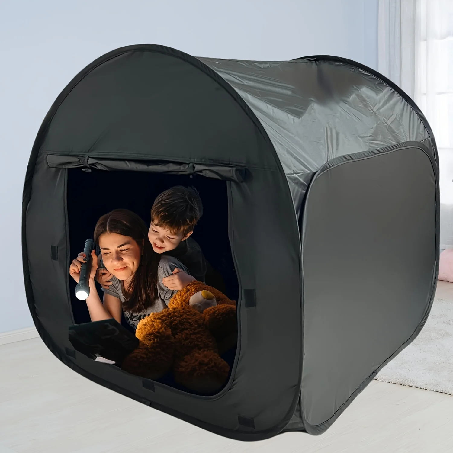 

Portable Pop Up Sensory Tent for Kids Blackout Calming Hideout with Heavy Duty Fabric Autism ADHD Support SPD Relax Travel Home