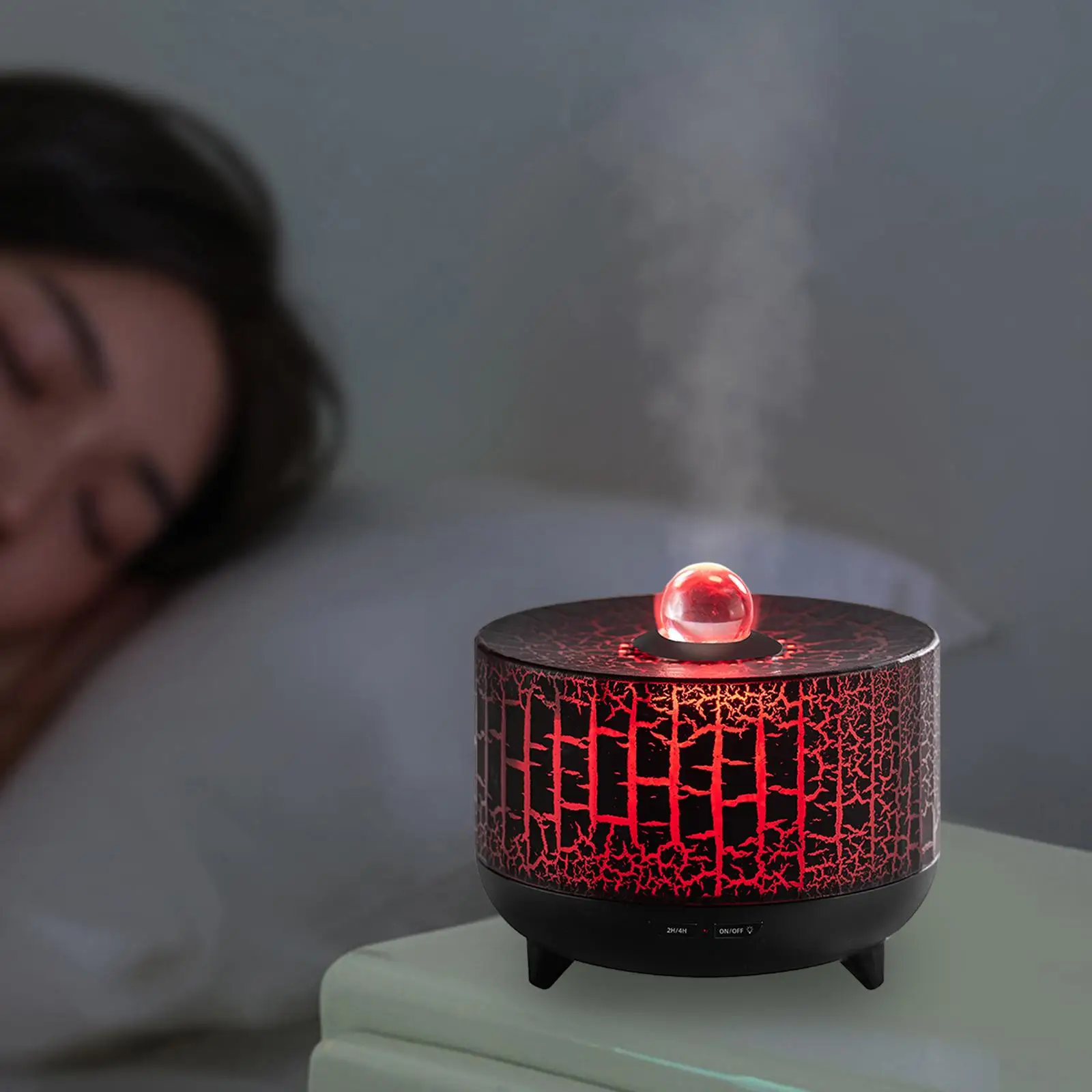 Flame Ball Effect Humidifier Essential Oil Diffuser US 110V Plug Quiet Multipurpose with Atmosphere Light for Doing Yoga Durable