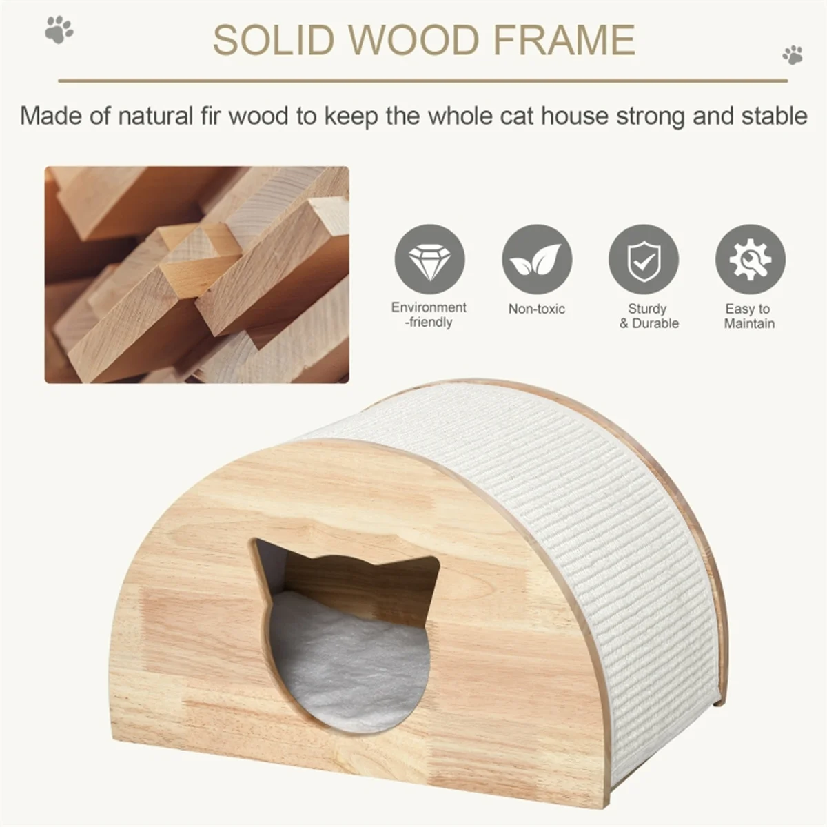 Cat Beds For Indoor Cat Wooden Comfortable Cat House Cozy Cat Bed Cave Multi Small Pet Large Kitty, Sturdy Structure Cat House