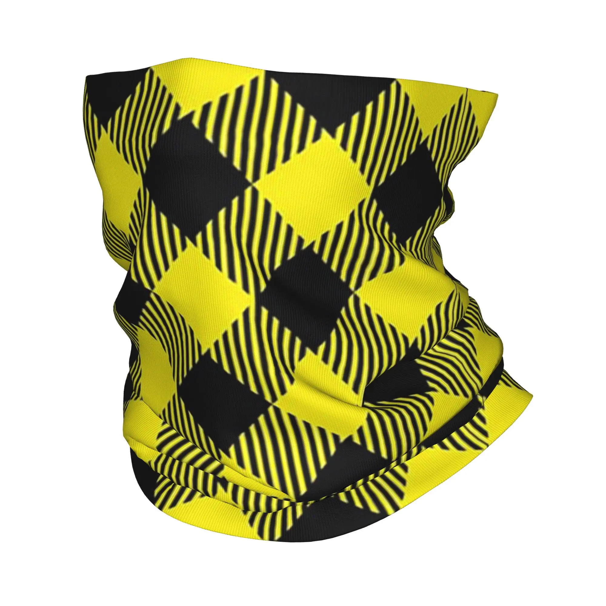 Yellow And Black Buffalo Check Pattern Bandana Neck Gaiter Printed Mask Scarf Warm Cycling Scarf Outdoor Sports For Men Women