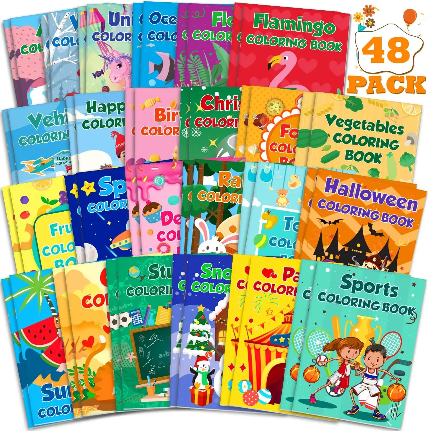 48Pack Small Coloring Books for Kids Ages 4-8, 8-12, Bulk Coloring Books for Kids Ages 2-4, Kids Birthday Party Gifts Classroom