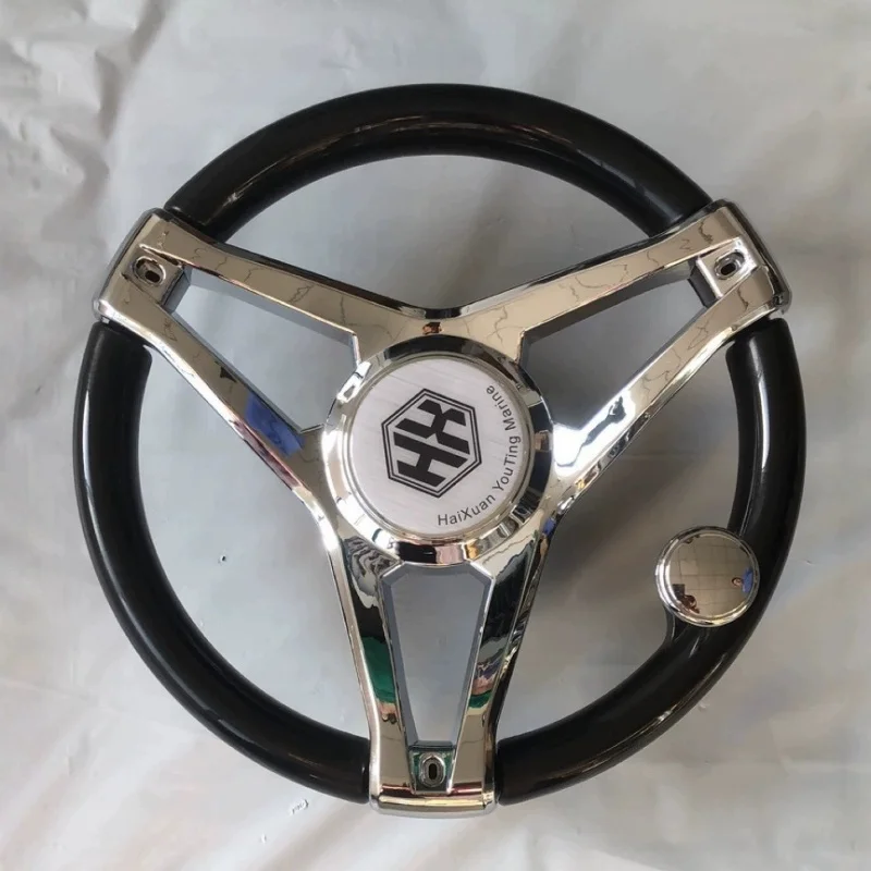 Marine Steering Wheel With Assist Ball Boat Steering Wheel For Fishing Speedboat Yacht Universal Anti Slip Durable Power Knob PU view 2