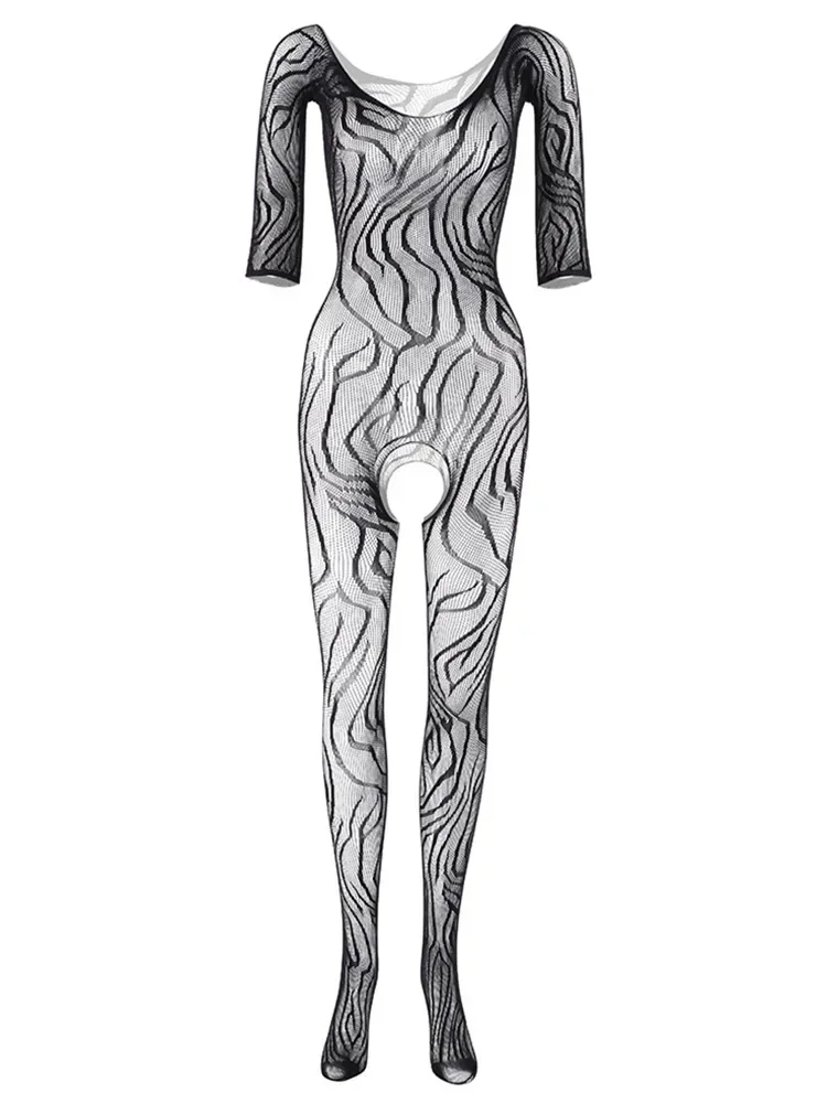 Cavalheiros eróticos sleepwear alta elástica adulto masculino meia de corpo inteiro traje perspectiva tentação masculino sexy malha macacão