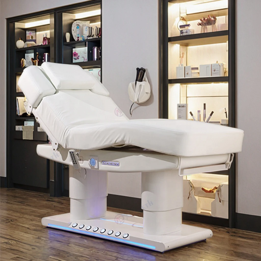 Anteeth New Foot Control SPA Furniture 4 Motor Electric Massage Chair LED Light With Facial Beauty Bed