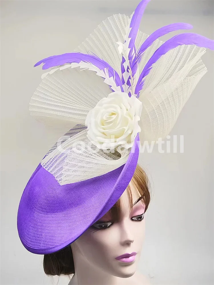 Flower Fascinators Hats Party Wedding Women Pillbox Cap Elegant Ladies Church Occasion Race Millinery Cap With Net Hair Access