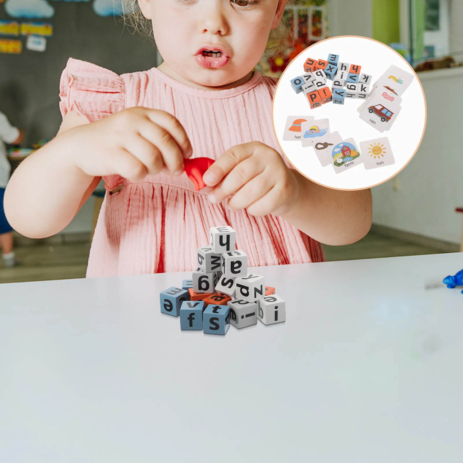 

1Set Wooden Alphabet Blocks Spelling Game for Preschool Boys Girls Montessori Early Learning Educational Letter Matching Puzzle