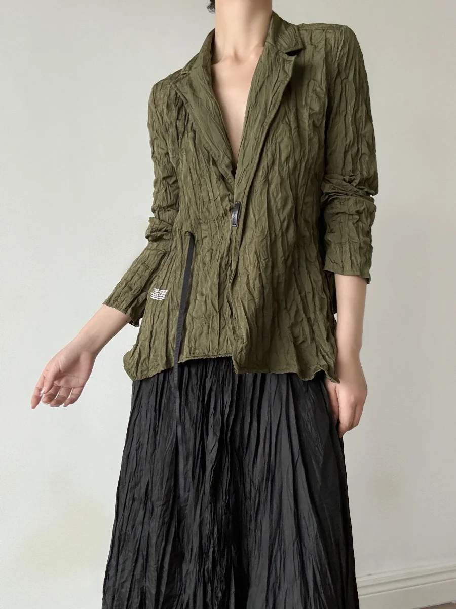 Petrarchan Sonnet getextureerde gevouwen dames irt uniek ontwerp zomer nieuwe Sle Commute Sle Long Sve polyestervezel