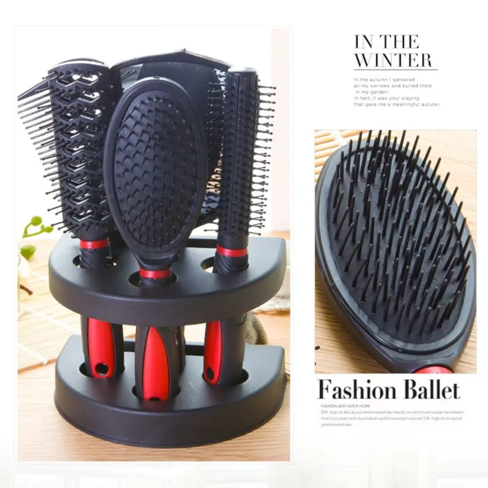 

5pcs/set Professional Massager Comb Mirror Set Anti-static Soft Makeup Mirror Hairbrush Set Durable Anti-slip