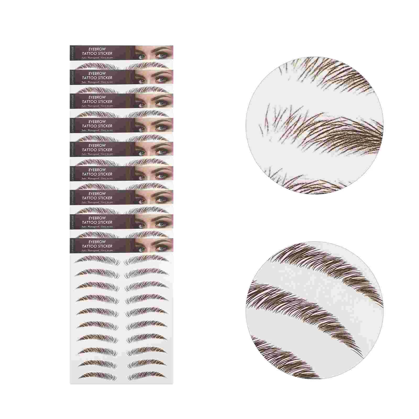 9 Sheets Stickers Waterproof Eyebrow Stencils Tool Hair 21x147cm Imitation Tattoos Brown Temporary