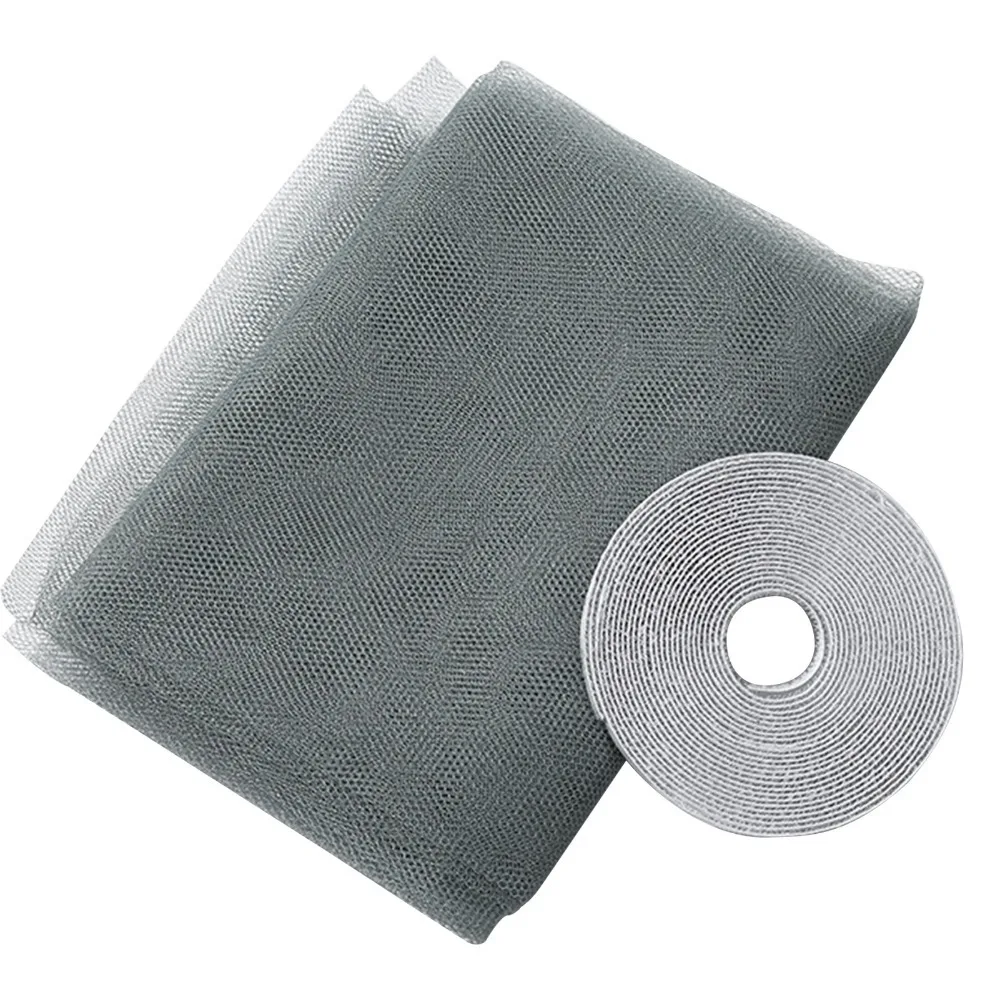 Self-Adhesive Tapes Window Screen Mesh Fine Mesh Easy Cut Insect Netting Curtain 59 x 78 Inch Retractable Design