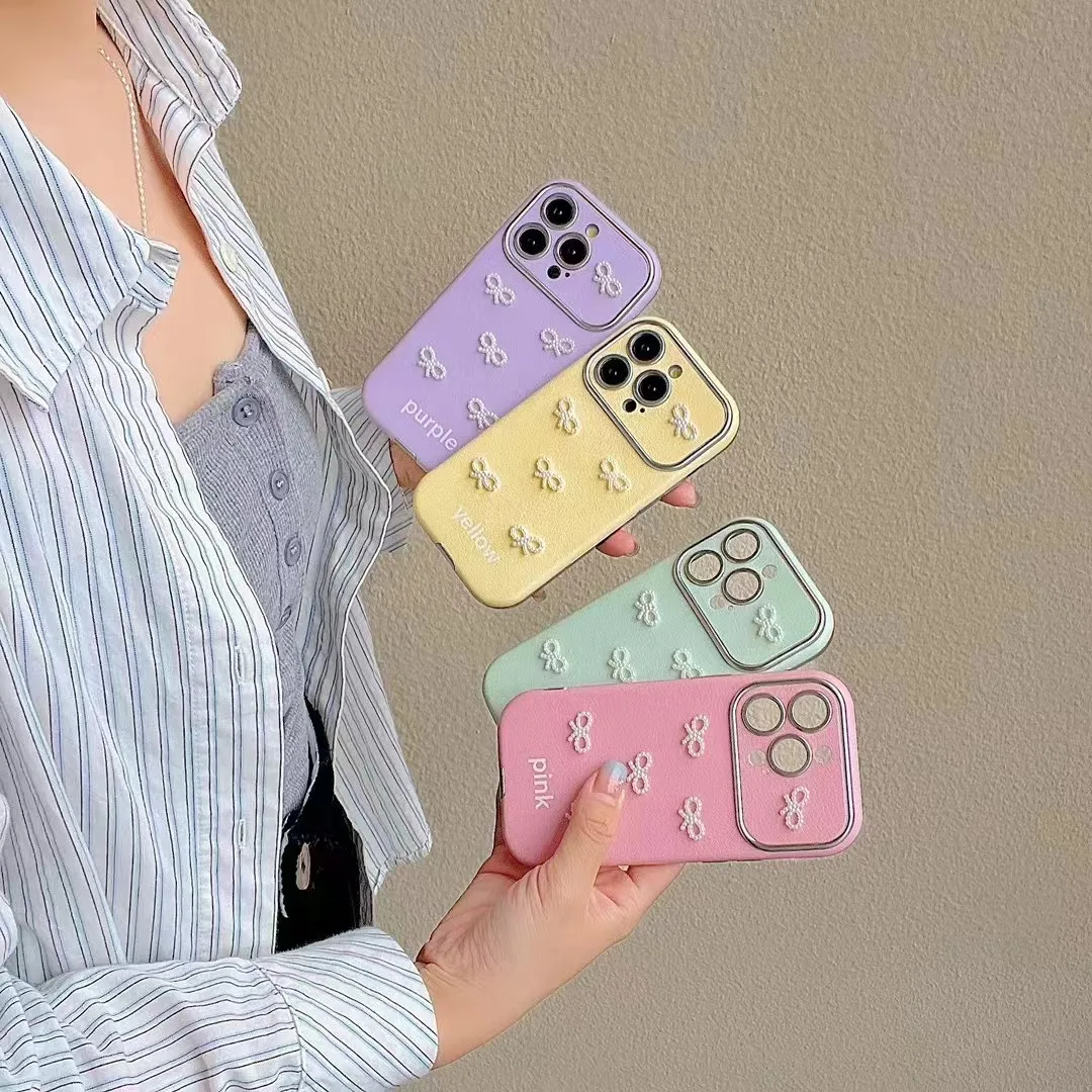 Стереоскопический жемчужный бант Dopamine для iPhone, кожаный мягкий корпус, большое окно, все включено, чехол с защитой от падения 11, 12, 13, 14, 15 Pro Max