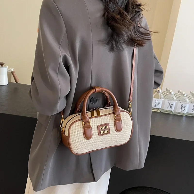 Trendy Bowling Tote Handbags and Purses Women Shoulder Crossbody Bags New Vegan Leather Ladies Messenger Bag High Quality