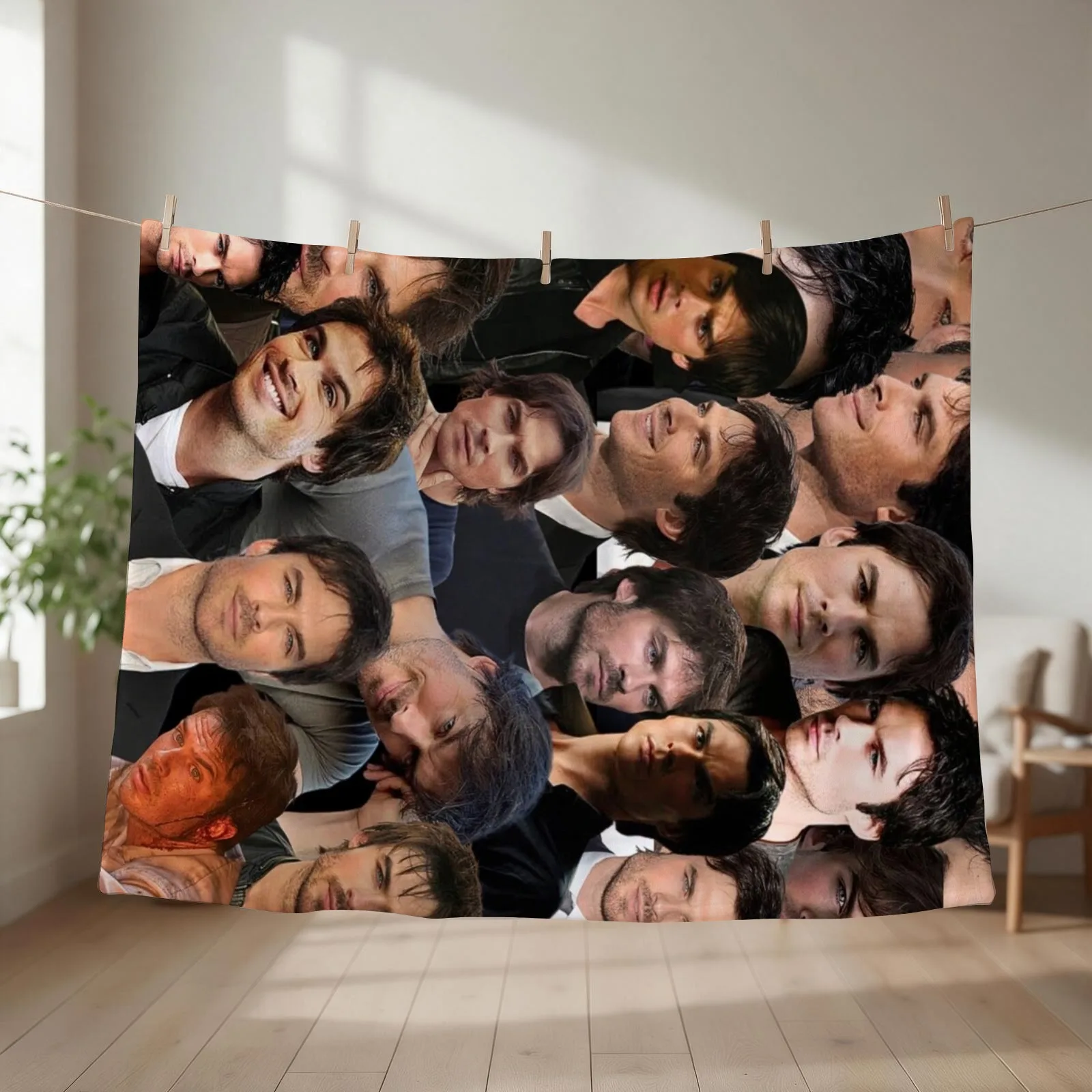ian somerhalder photo collage Throw Blanket Luxury Thicken Retros Single Sofa Quilt Blankets